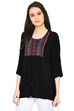 Black Flared Viscose Indie Top image number 2