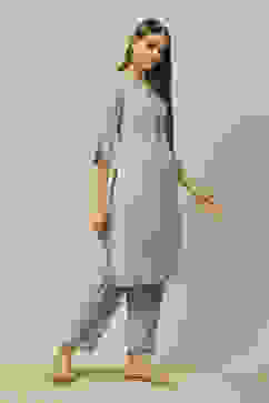 Aqua Blue Viscose Straight Printed Kurta Palazzo Suit Set image number 5