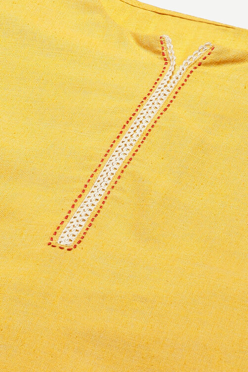Mustard Art Silk Straight Kurta image number 1