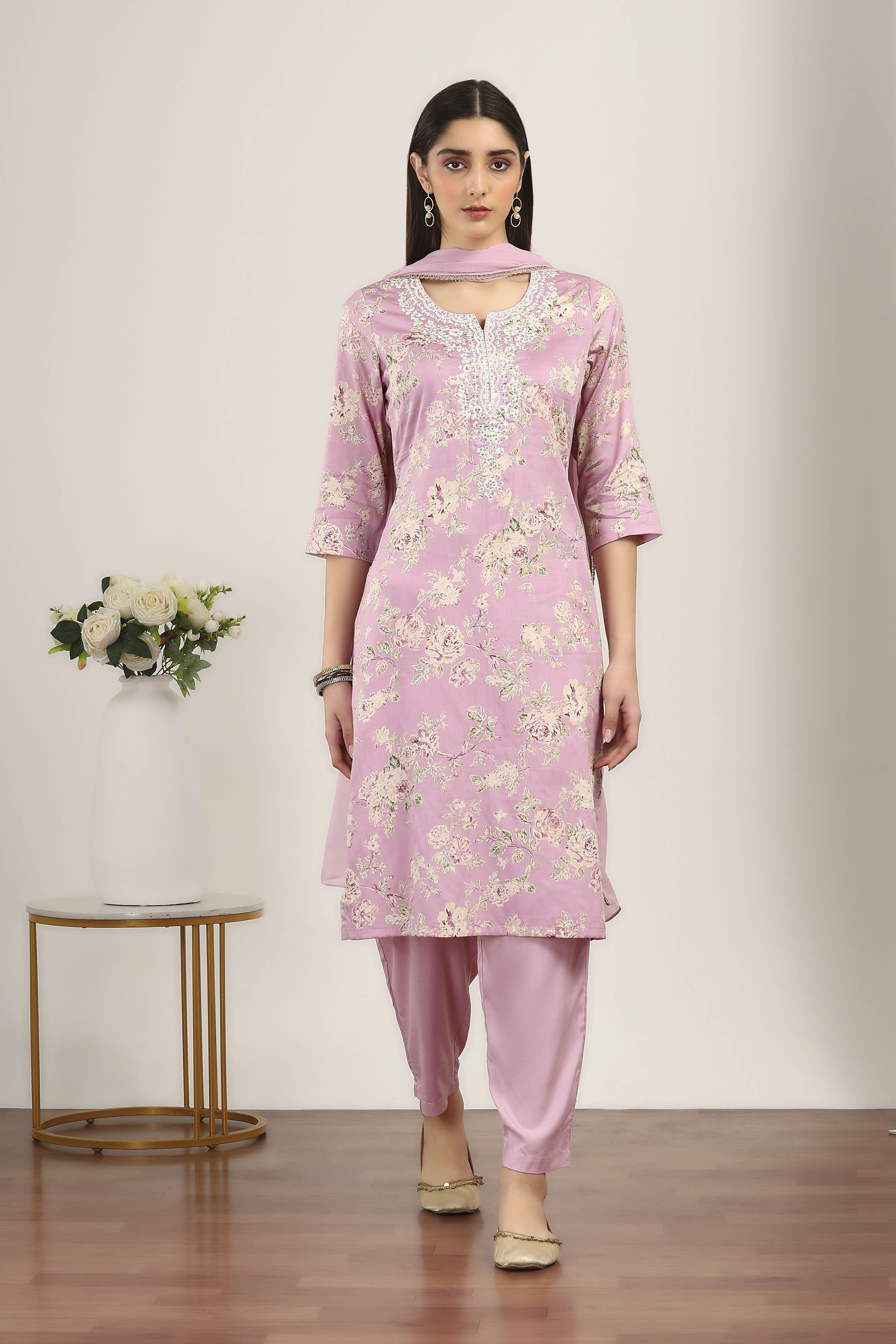 Green Cotton Straight Suit Sets image number 7