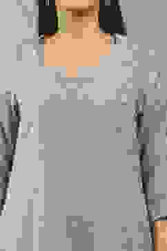 Mauve Polyester Yarndyed Straight Suit Set image number 1