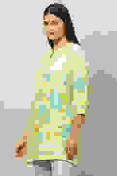 Green Rayon Printed Straight Top image number 2