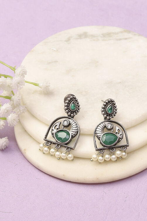 Apple Green Oxidised Alloy Earrings image number 0