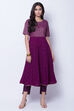 Purple Polyester Polymers Kalidar Kurta image number 0