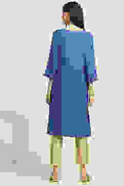 Blue Printed Straight Kurta image number 3