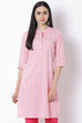 Pink Cotton Straight Kurta image number 0