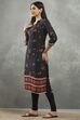 Black Viscose Straight Kurta Pants Set image number 3