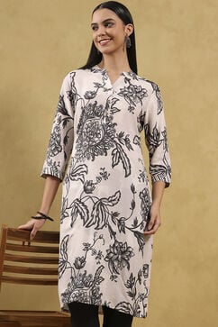 Black Viscose Rayon Printed Straight Kurta image number 0