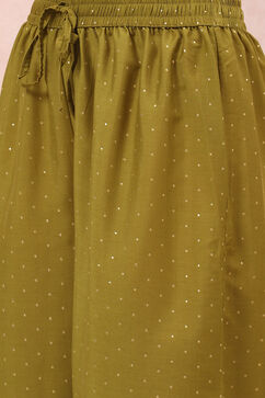 Lime Green Art Silk Palazzo Pants image number 1