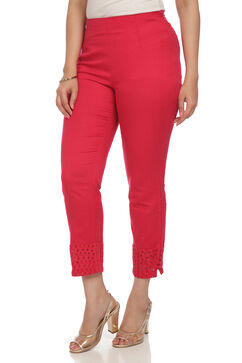 Pink Solid Slim Pants image number 2
