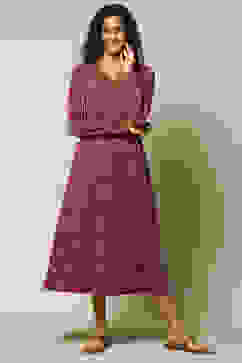 Maroon Jacquard Straight Printed Dress image number 0