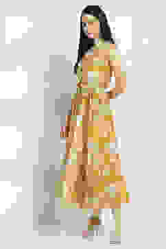 Yellow Viscose Blend Flared Dress image number 2