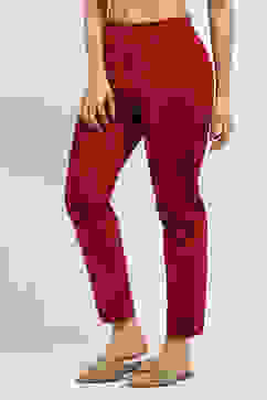 Maroon Cotton Solid Regular Pants image number 2