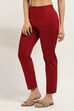 Navy Blue Cotton Solid Regular Pants image number 2