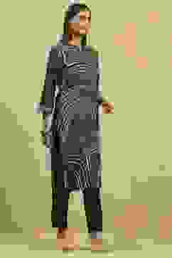 Grey Viscose Rayon Printed Straight Kurta image number 4