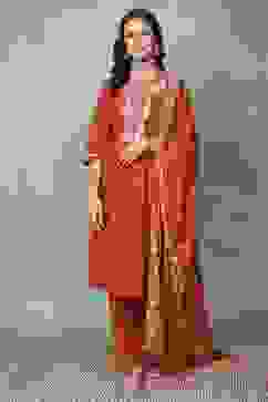 Brown Cotton Straight Suit Sets image number 3