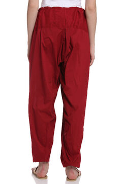 Maroon Cotton Fusion Pants image number 4