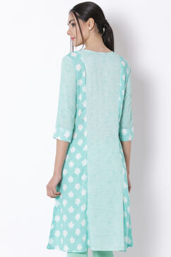 Green Viscose A-Line Kurta image number 5