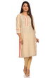 Beige Straight Cotton Kurta image number 0