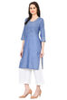 Blue Straight Chambray Kurta image number 3