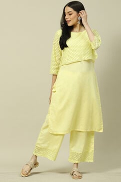 Butter Yellow Viscose Woven Straight Kurta Suit Set image number 0