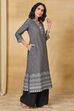Grey Cotton Straight Printed Kurta image number 5