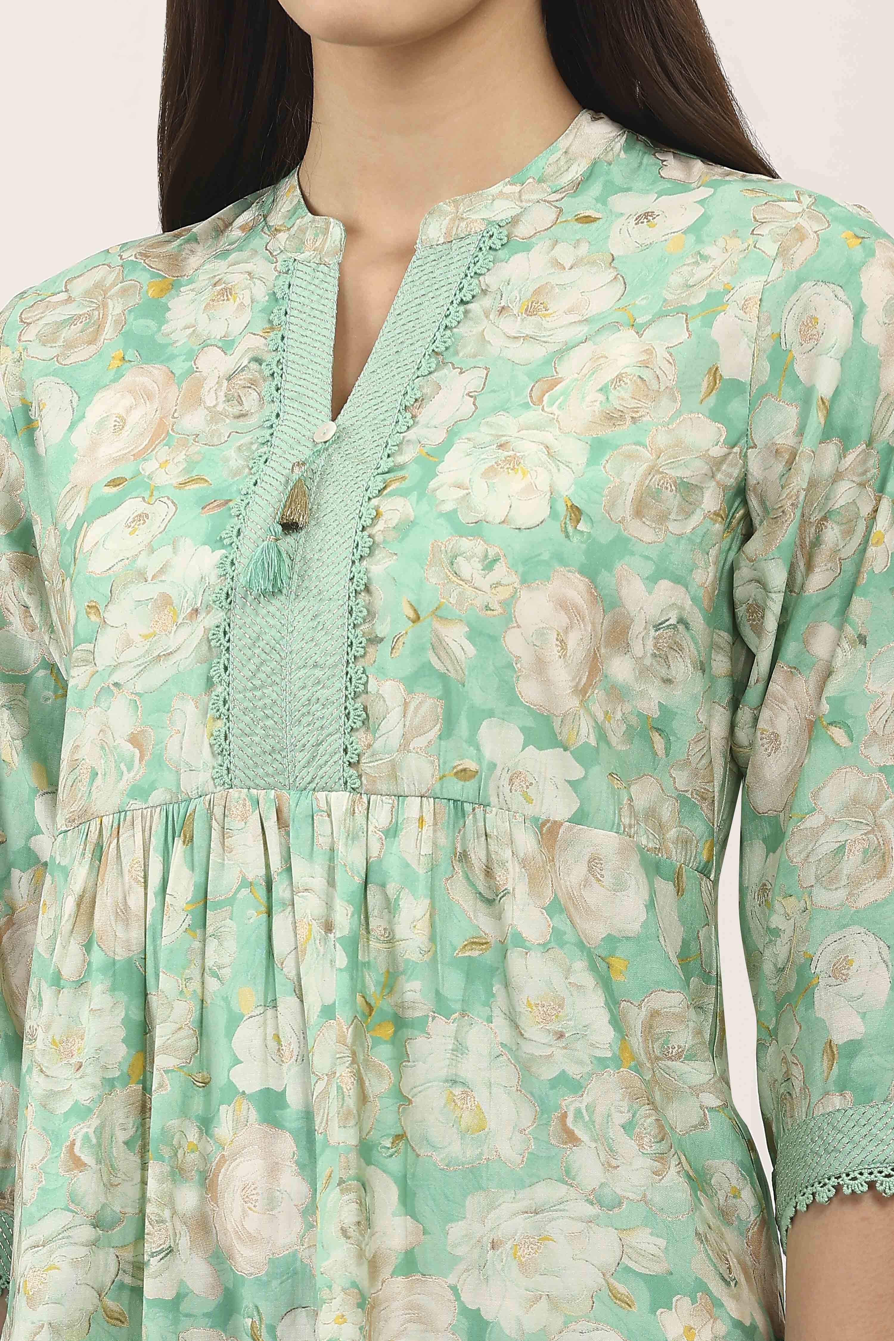 Pink Viscose Polyester Gathered Suit Sets image number 1