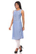 Blue Cotton Straight Kurta image number 3