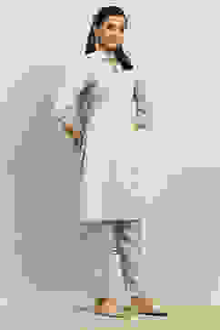 Blue Viscose Muslin Straight Printed Kurta Palazzo Suit Set image number 4