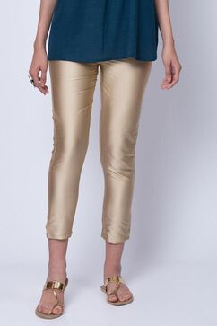 Gold Poly Cotton Slim Pants image number 0
