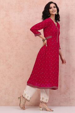 Pink Art Silk Kurta Dress image number 3