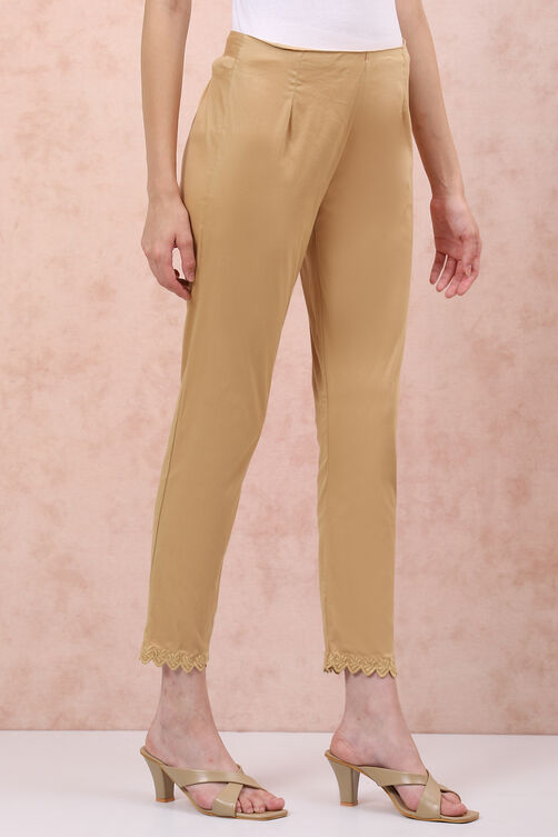 Maroon Poly Cotton Slim Pants image number 3