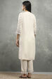 Off White Polyester Straight Kurta Pants Set image number 4