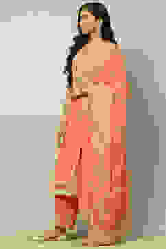 Coral Polyester Straight Suit Set image number 3