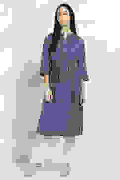 Indigo Solid Flared Kurta image number 5