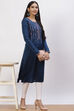 Teal Blue Acrylic Straight Kurta image number 0