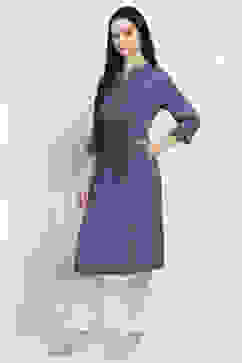 Indigo Solid Flared Kurta image number 2