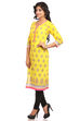Yellow Straight Cotton Kurta image number 3