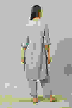 Aqua Blue Viscose Straight Printed Kurta Palazzo Suit Set image number 4