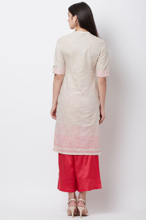 Beige Poly Cotton Straight Kurta image number 4