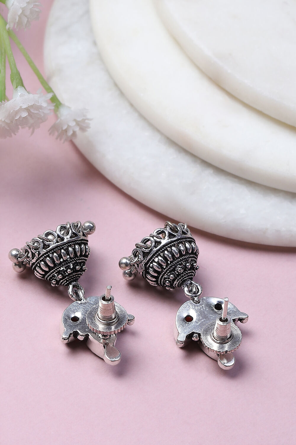 Red Alloy Jhumkas image number 2