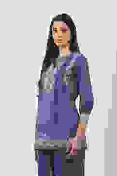 Blue Cotton Straight Tops image number 2