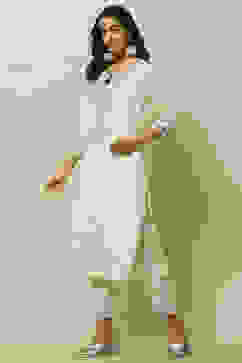 Off-white Printed Straight Kurta image number 2