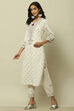 Off-white Printed Straight Kurta image number 2