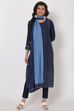 Navy Blue Viscose Rayon Straight Kurta image number 4