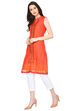 Pink & Orange Straight Polyester Kurta image number 3