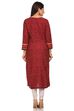 Wine Straight Cotton Kurta image number 3