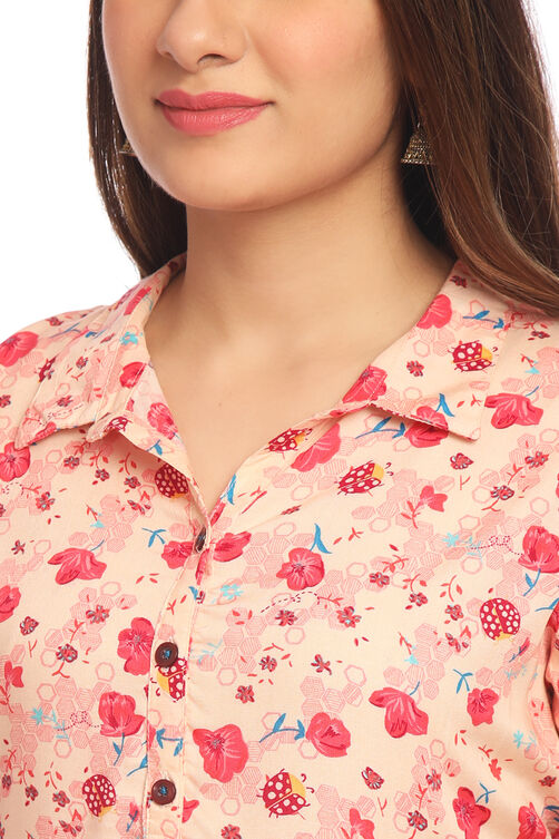 Peach Flared Viscose Dress image number 1