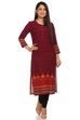 Wine Straight Cotton Kurta image number 0