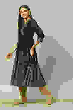 Green Polyester Kalidar Printed Dress image number 2